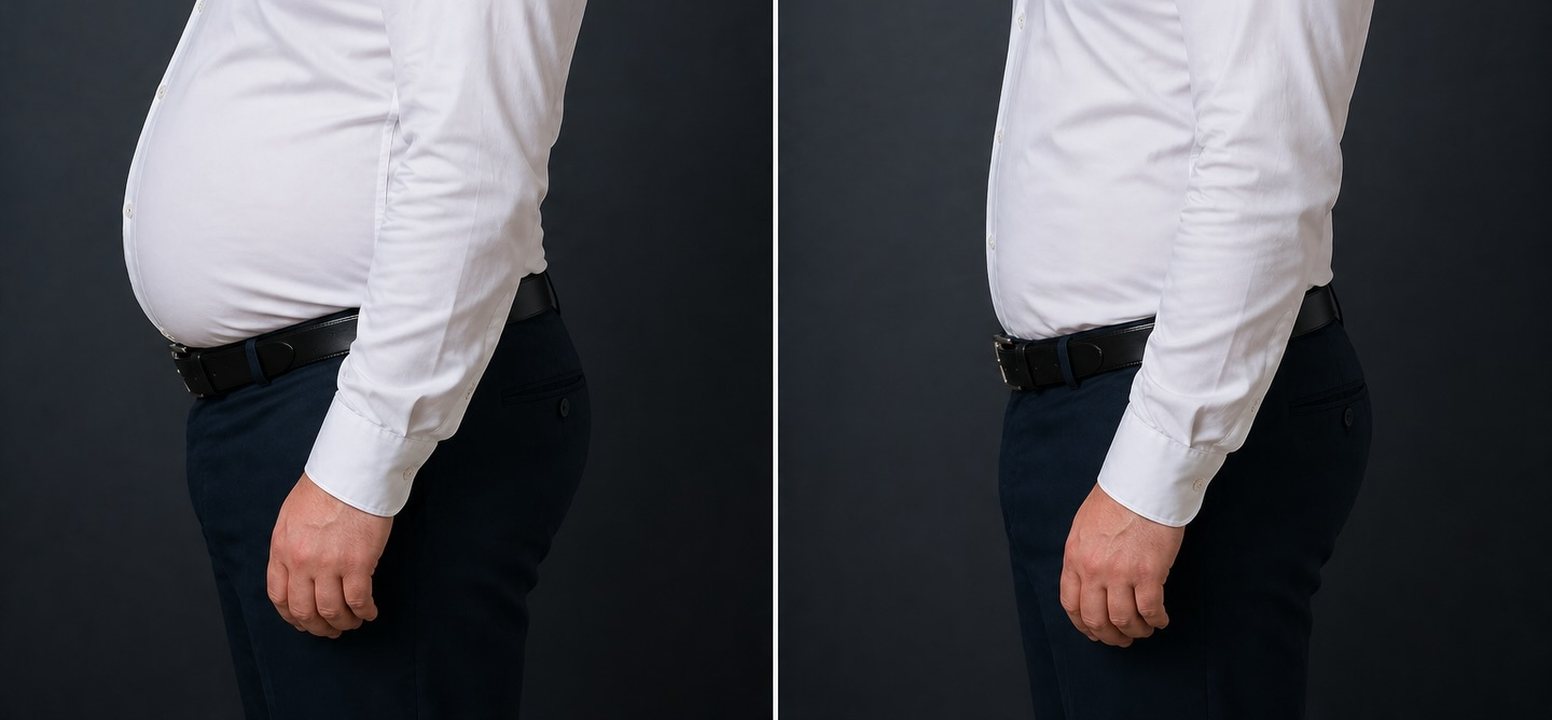 Course progress, side view in a shirt