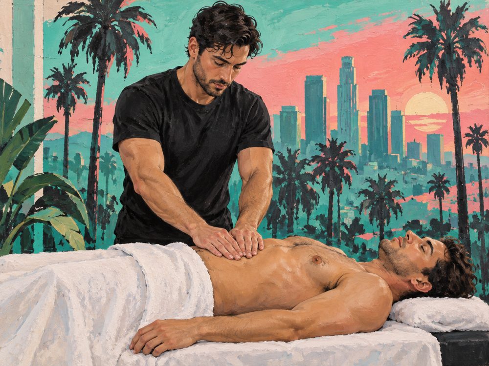 Manual lymphatic drainage, painted illustration